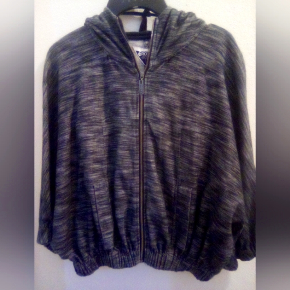 Roxy Heathered Gray Zip-Up Hoodie Kangaroo Pockets Size M 100% Cotton
